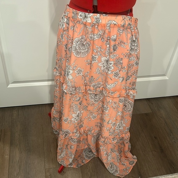 LOFT Dresses & Skirts - Loft Outlet Peach Floral Maxi Tiered Skirt Size Large